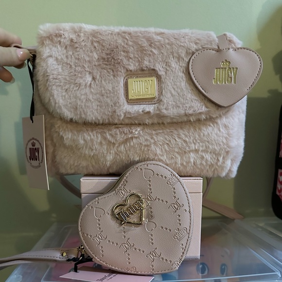 Juicy Couture Handbags - Juicy Couture Luxadelic Flap Crossbody & Deboss Dusty Blush Heart Zip Around